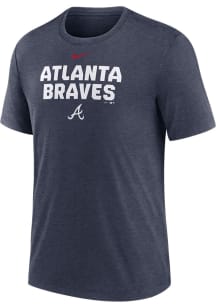 Nike Atlanta Braves Navy Blue Primetime Stacked Triblend Short Sleeve Fashion T Shirt