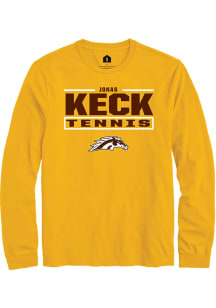 Jonas Keck Western Michigan Broncos Gold NIL Stacked Box Long Sleeve Player T Shirt