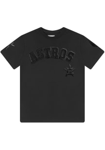 Pro Standard Houston Astros Youth Black Embroidered Wordmark Logo Short Sleeve Fashion T-Shirt
