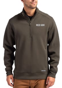 Cutter and Buck Boston Red Sox Mens Green City Connect Roam Long Sleeve Qtr Zip Pullover