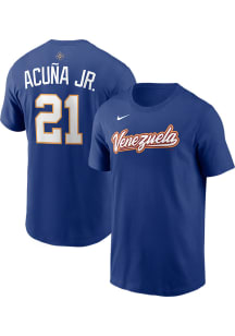 Ronald Acuna Jr Venezuela Blue World Baseball Classic Short Sleeve Player T Shirt