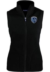 Cutter and Buck Sporting Kansas City Womens Black Cascade Sherpa Vest