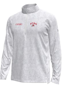 Under Armour Utah Utes Mens Grey Heather Tech Pixelate Long Sleeve Qtr Zip Pullover