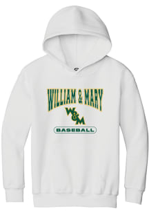 Summit Sportswear William & Mary Tribe Youth White Baseball Long Sleeve Hoodie