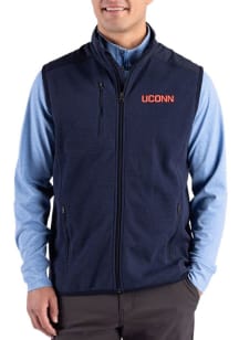 Cutter and Buck UConn Huskies Mens Navy Blue Hunts Point Eco Sleeveless Jacket