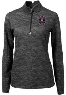 Cutter and Buck Inter Miami CF Womens Black Traverse Camo Qtr Zip