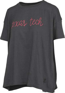 Pressbox Texas Tech Red Raiders Womens Black Swirl Script Short Sleeve T-Shirt