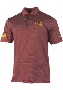 Columbia Iowa State Cyclones Mens Cardinal Ames 5-Bar Short Sleeve Polo