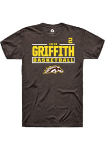 Jalen Griffith Western Michigan Broncos Brown NIL Stacked Box Short Sleeve Player T Shirt