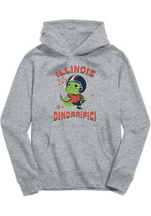 Vive La Fete Illinois Fighting Illini Toddler Grey Dino-Riffic Long Sleeve Hooded Sweatshirt