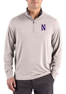 Cutter and Buck Northwestern Wildcats Mens Grey Heather Forge Eco Big and Tall Qtr Zip