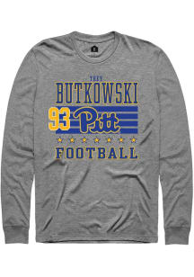 Trey Butkowski Pitt Panthers Grey Football NIL Striped Long Sleeve Player T Shirt