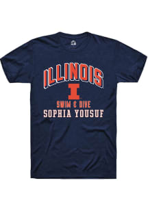 Sophia Yousuf Illinois Fighting Illini Navy Blue NIL Arch Logo Short Sleeve Player T Shirt