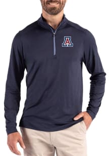 Cutter and Buck Arizona Wildcats Mens Navy Blue Coastline Long Sleeve Qtr Zip Pullover