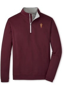 Peter Millar Arizona State Sun Devils Mens Maroon Perth Long Sleeve Qtr Zip Pullover