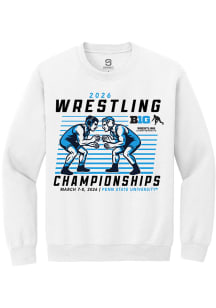 Summit Sportswear Big Ten Mens White 2026 Wrestling Championships Long Sleeve Crew Sweatshirt