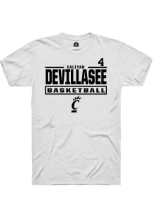 Caliyah DeVillasee Cincinnati Bearcats White NIL Stacked Box Short Sleeve Player T Shirt