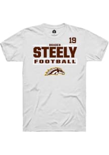 Braden Steely Western Michigan Broncos White Football NIL Stacked Box Short Sleeve Player T Shirt
