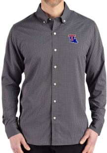 Cutter and Buck Louisiana Tech Bulldogs Mens Black Gingham LS Woven Long Sleeve Dress Shirt