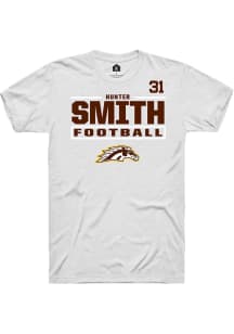 Hunter Smith Western Michigan Broncos White Football NIL Stacked Box Short Sleeve Player T Shirt