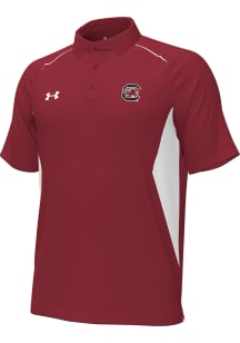 Under Armour South Carolina Gamecocks Mens Red Primary Logo Title Short Sleeve Polo