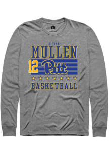 Kieran Mullen Pitt Panthers Grey NIL Striped Long Sleeve Player T Shirt