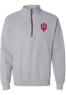 Indiana Hoosiers Mens Grey Primary Logo Long Sleeve Qtr Zip Pullover