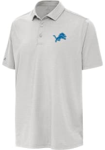 Antigua Detroit Lions Mens Grey Silver Tonal Hurdle Short Sleeve Polo