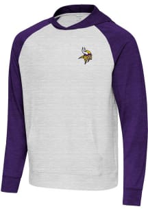 Antigua Minnesota Vikings Mens Grey Urgent Colorblock Long Sleeve Lightweight Hoodie