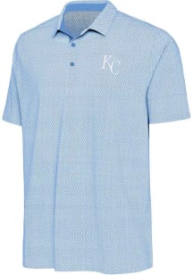 Antigua Kansas City Royals Mens Light Blue Intersect Blocked Short Sleeve Polo