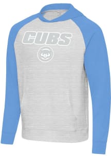 Antigua Chicago Cubs Mens Light Blue Urgent Colorblock Long Sleeve Lightweight Hoodie