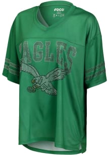 Philadelphia Eagles Womens Forever Collectibles Rhinestone Fashion Football Jersey - Kelly Green