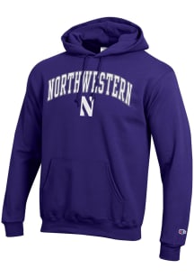 Champion Northwestern Wildcats Mens Purple Arched Name Long Sleeve Hoodie