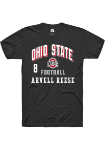 Arvell Reese Ohio State Buckeyes Black Football NIL Arch Logo Short Sleeve Player T Shirt