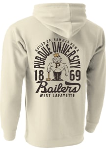 Purdue Boilermakers Mens Oatmeal Mascot Overlay Long Sleeve Hoodie