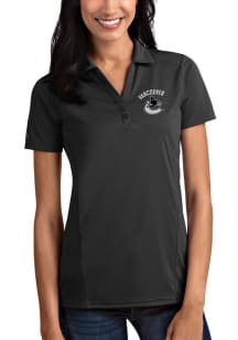 Antigua Vancouver Canucks Womens Grey Tribute Short Sleeve Polo Shirt