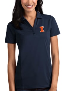 Antigua Illinois Fighting Illini Womens Navy Blue Tribute Short Sleeve Polo Shirt