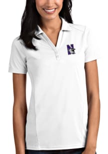 Antigua Northwestern Wildcats Womens White Tribute Short Sleeve Polo Shirt