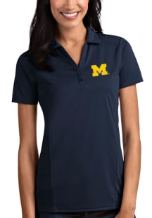 Antigua Michigan Wolverines Womens Blue Tribute Short Sleeve Polo Shirt