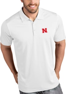 Antigua Nebraska Cornhuskers Mens White Tribute Short Sleeve Polo