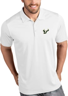 Antigua South Florida Bulls Mens White Tribute Short Sleeve Polo