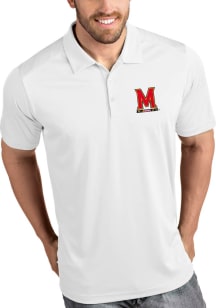 Antigua Maryland Terrapins Mens White Tribute Short Sleeve Polo
