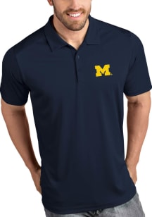 Antigua Michigan Wolverines Mens Blue Tribute Short Sleeve Polo