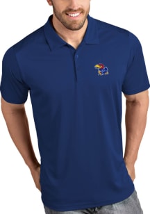 Antigua Kansas Jayhawks Mens Blue Tribute Short Sleeve Polo