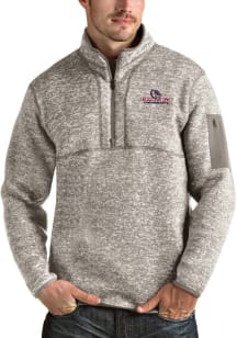 Antigua Gonzaga Bulldogs Mens Oatmeal Fortune Long Sleeve Qtr Zip Pullover