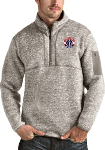 Antigua Washington Wizards Mens Oatmeal Fortune Long Sleeve Qtr Zip Pullover