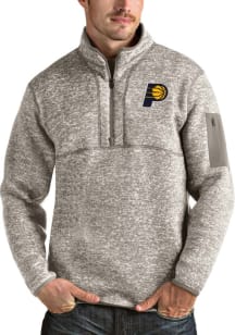 Antigua Indiana Pacers Mens Oatmeal Fortune Long Sleeve Qtr Zip Pullover