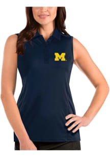 Antigua Michigan Wolverines Womens Blue Tribute Sleeveless Polo Shirt
