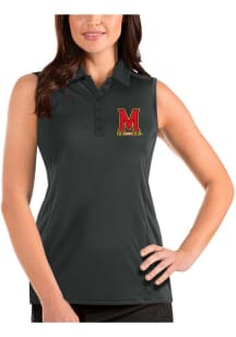 Antigua Maryland Terrapins Womens Grey Tribute Sleeveless Polo Shirt