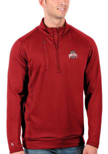 Antigua Ohio State Buckeyes Mens Red Generation Long Sleeve Qtr Zip Pullover